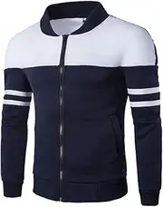[WUAI] Clearance Men's Casual Jackets Outdoors Patchwork Slim Fit Sports Running Fashion Outwear Motorcycle Coat