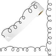 FYSUIMU 32.8 Ft Boho Squiggles Bulletin Board Border Minimalist Border Trim Self Adhesive Black White Bulletin Board Stickers Roll for School Classroom Office Party Decor