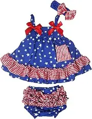 [Petitebella] Baby Girls' 4Th July Patriotic Stars Swing Top Striped Bloomer