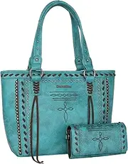 [Montana West] Spiritual Collection Western Tote Bag for Women Vegan Leather Shoulder Handbag with Wallet