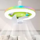 Ceiling Fan with RGB Light 360 Rotation Ceiling Lamps E27 Base Cooling Fans Lamp