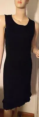Elie Tahari Women's Sleeveless Black Sweater Dress w/Pleates w/Sweater Top Sz L