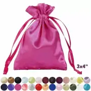3x4" SATIN BAGS with Pull String Wedding Party Gift Event Favors Decorations