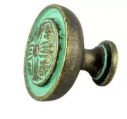 (5 Pack) 1-3/16 inch Baroque Scroll Work Design Knob Verdigris