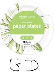 Amazon Basics 8.62" Disposable Paper Plates 100 Count Everyday Use FAST SHIPPING