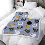 Cats Double Layer Short Plush Blanket 50"X60"