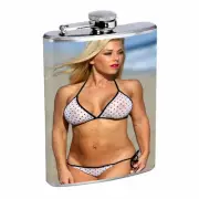 French Women D7 Flask 8oz Stainless Steel Hip Drinking Whiskey