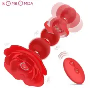 Rose Anal Vibrator Butt Plug Dildo Clit G Spot Stimulator Remote Control Sex Toy