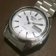 SEIKO 5 SNXF01K1 21 Jewels Automatic Army Silver Vintage Discontinued 100% New!