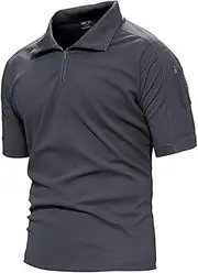 [HEYDHSDC] Summer Men's Short Sleeve 1/4 Zip T Shirt Tactical Military Training T-Shirt