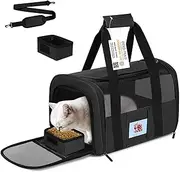 SECLATO Pet Carrier - Airline Approved for Small Dogs, Kittens, Cats Under 15lb - Collapsible Soft Sided TSA Cat Travel Carrier - Black