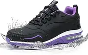 [LANSNBO] Waterproof Steel Toe Shoes for Women Non-Slip Puncture-Proof Safety Work Sneakers Comfortable Lightweight Fashion Footwear for Industrial Construction and Food Service