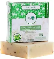 360Feel Patchouli Deodorant Soap - 5oz patchouli essential oil Exfoliation Bar- Musky-earthy reminiscent of wet soil scent- Pepermint Leaves Skin Scrub- Organic Castile-Gift ready