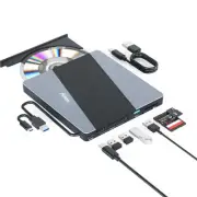 External CD Drive, 8 in 1 External DVD Drive for Laptop Portable CD Player wi...