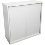 RAPIDLINE 900W GO TAMBOUR DOOR CUPBOARD With 2 Shelves W900 x D473 x H1200mm White