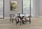 PROMENADE 5 Piece Dining Suite with Wishbone Replica MKII Dining Chairs