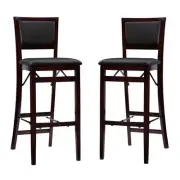 Home Square 2-Piece Pad Back Wood Folding Bar Stool Set in Espresso Brown