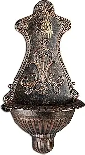 Relaxdays Wall Fountain, Outdoor Sink in Nostalgic Look, Tap & Basin, Hanging, H x W x D: 66 x 37 x 19.5 cm, Bronze, Brown, Gold