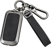 HIBEYO Key Fob Cover Compatible with Geely Galaxy L7 2023 L6 MAX 1.5T Plus AIR PRO E5 2014 E8 Accessories Leather& Zinc Alloy Key Case Cover-F Type Black