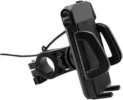 Motorcycle Phone Holder with Rotation and USB Charging Port Bike Phone Mount for GPS Mobile Devices Compatible with All Handlebar Black