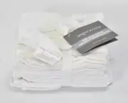 Lot of 6 Designer Workshop White Cotton Washcloths Bathware Accessory 13" x 13"