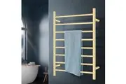 ACA 8 Bar Heated Towel Rail Wall Mounted Towel Electric Towel Rack Warmer Rack Drying Rack Aluminum Yellow Gold