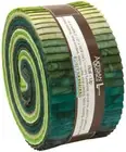 Prisma Rain Forest Batik Jelly Roll-Up strips cotton quilt fabric Kaufman Greens