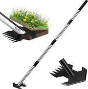 CAROD Hoe Garden Tool, Scuffle Garden Hoe for Weeding with 30-60 Inch Steel Long Handle, Dual Use Sharp Gardening Hula Hoe, Adjustable Rocket Shaped Weed Remover Action Hoe