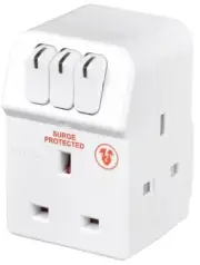 MASTERPLUG - 3 Way Individually Switched Surge Protected Adaptor