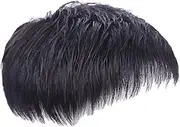 domoi Men'S Natural Black Short Wigs Straight Wig Hair Clip-on Toupee Hair Men the Top of the Wigs Replacement Wigs (A)