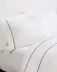 FRETTE ONE BOURDON CAL KING 4 PIECE SHEET SET PERCALE WHITE/NAVY
