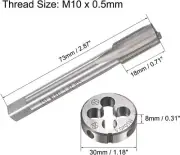 M10×0.5 HSS Metric Tap And Die Set,Thread Tap + Round Die Right Hand HSS Taper