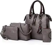 4 PCs Womens Handbag Shoulder Bag Set Fashion Tassel Tote Bags Female Wallet Pouches Card Holder Spring Fashion Wild