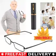 UP TO 6X +1 +1.5 +2.5 +3 Strength Reading Glasses W/ Foldable Tube Case Unisex