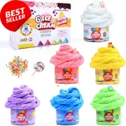Fluffy Slime Kit, DIY, 6 Colors, Scented, Charms, Gift Box