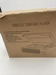 Wireless Turntable Player Brown Bluetooth 3speeds Speakers New Open Box
