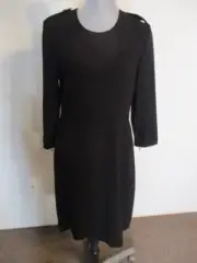 NWT Burberry Lined 3/4 Zip Sleeves Sheath Black Dress w Certificate US Size 12