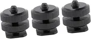 Hoement Multi-use Hot Shoe Mount Adapter for DSLR Cameras 3pcs 1/4 Screw Compatible Flash Tripod Mount Made of Aluminum Alloy