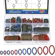 Glarks 245Pcs Sealing Gasket Kit NBR Metric Metal Oil Drain Plug Gasket Assortment Kit Bonded Seal Washer Combination Oil Sealing O-Ring Fit 12 Sizes M6 M8 M10 M12 M14 M16 M18 M20 M22 M24 M27 M30