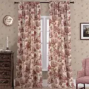 Red Curtains Drapes 84 Inch Length for Dining Room DecorPretty Toile Pattern ...