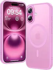 TAURI for iPhone 16 Case 6.1" with Translucent Matte Back, Compatible with MagSafe, Military-Grade Protection, [Anti-Fingerprint] Shockproof Frosted Magnetic Phone Cover - Pink