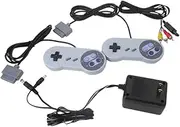 Aftermarket Replacement Fits for Super Nintendo SNES Wired Controllers(2 Pack) with AV Cable Power Adapter Bundle