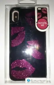 New For IPhone Plus 6.5" Magenta Moving Glitter Lips Phone Case