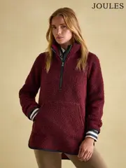 Joules Aldeburgh Burgundy Quarter Zip Fleece (663393) | $173