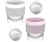 Whiskey Ice Ball Mold，cocktail Ice Cube Mold， Easy Release Ice Cube-white + pink