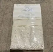 New Nobility Pair Cotton Percale Standard Pillowcases Ivory Eyelet Pillow Cases