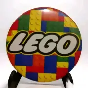 3" Button Badge Pin ~ LEGO ~ Bricks Background ~ Lego Logo Button ~ NEW