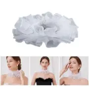 Elegant Mesh Gauze Ruffled Faux Collar for Medieval Costume and Historical Event