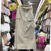 在飛比找蝦皮商城精選優惠-NEINEI 韓版夏季高腰顯瘦美式抽繩工裝素色一步包臀半身裙