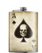 Trixie & Milo 8 oz. Liquor Flask: Ace of Spades poker, texas hold’em gambler